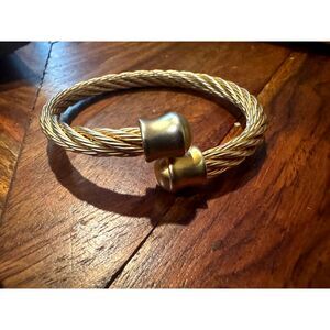 Gold Tone Stainless Steel Twisted Cable Wire Cuff Bracelet
